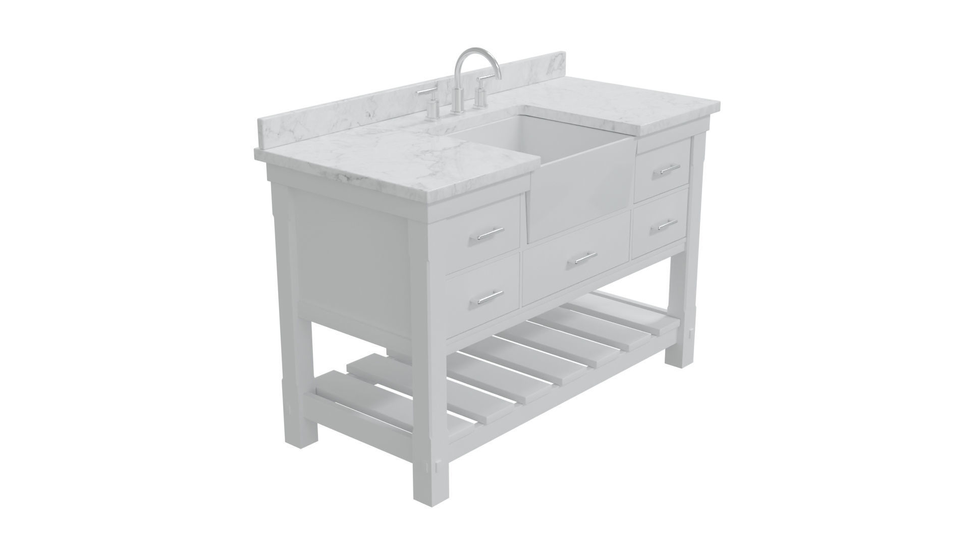 Charlotte Bathroom Vanity White Quartz Top Single Sink 3D model CGTrader