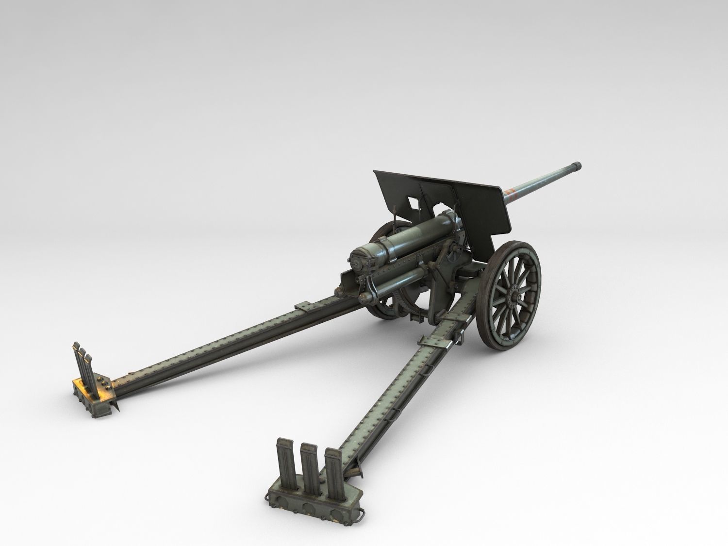 3D model Low Poly Type 92 10 cm cannon VR / AR / lowpoly CGTrader