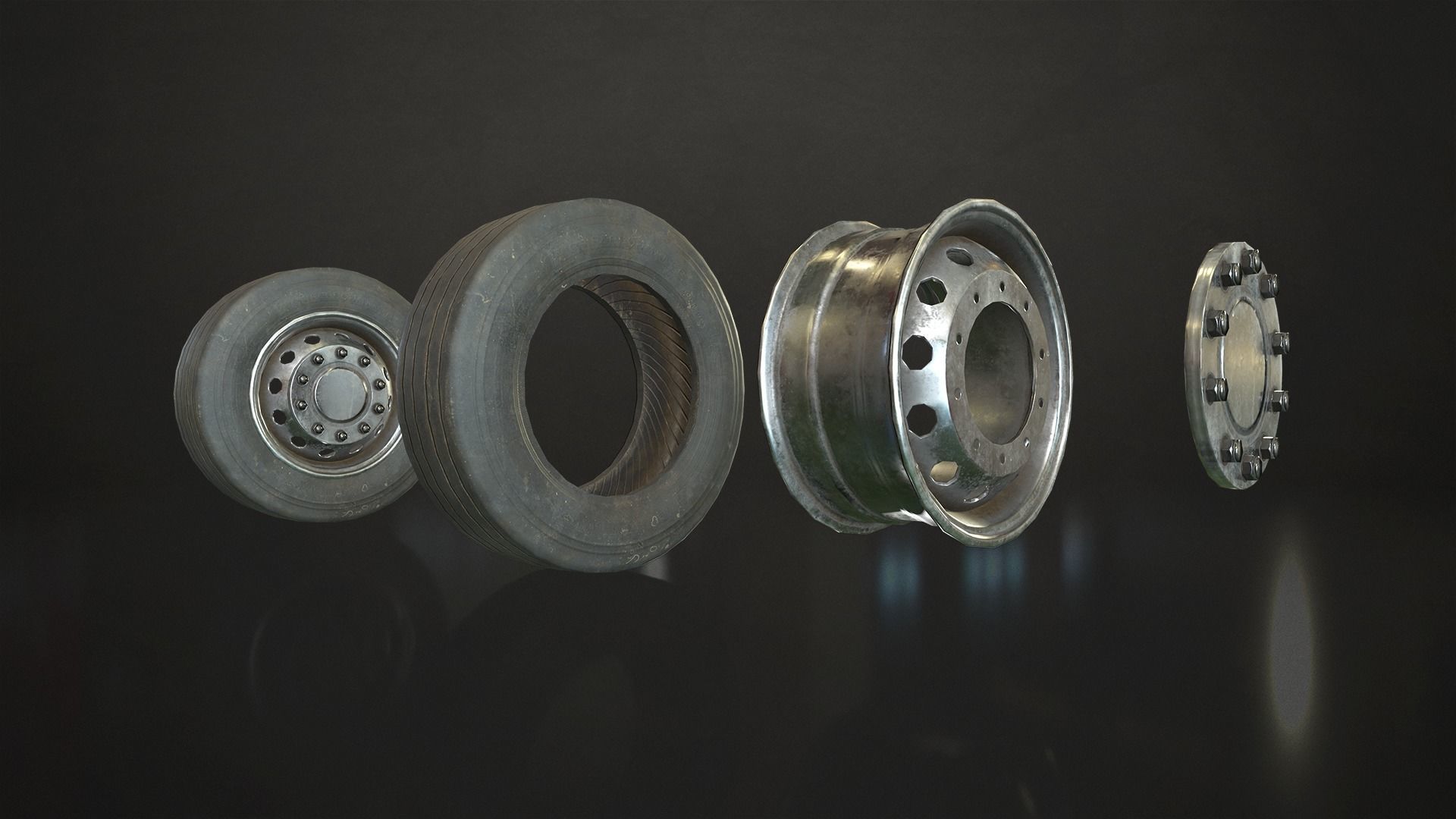 3D model Truck Wheels Rims and Tires VR / AR / lowpoly CGTrader