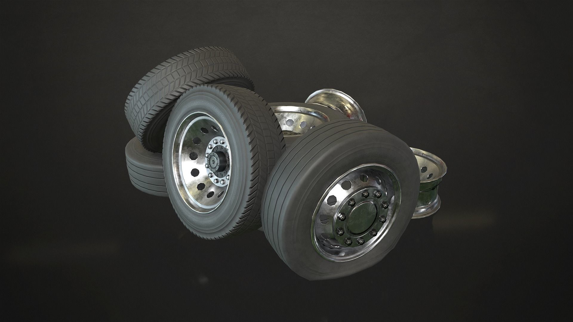 3D model Truck Wheels Rims and Tires VR / AR / lowpoly CGTrader