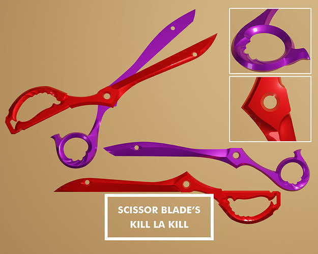 Scissor Blade Ryuko Matoi and Nui Harime Blade Kill la Kill 3D model