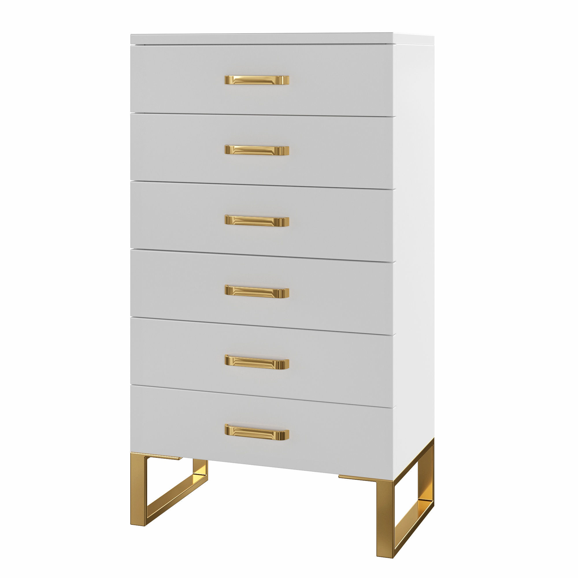 Homary Modern White Storage with Storage with Gold Legs 3D