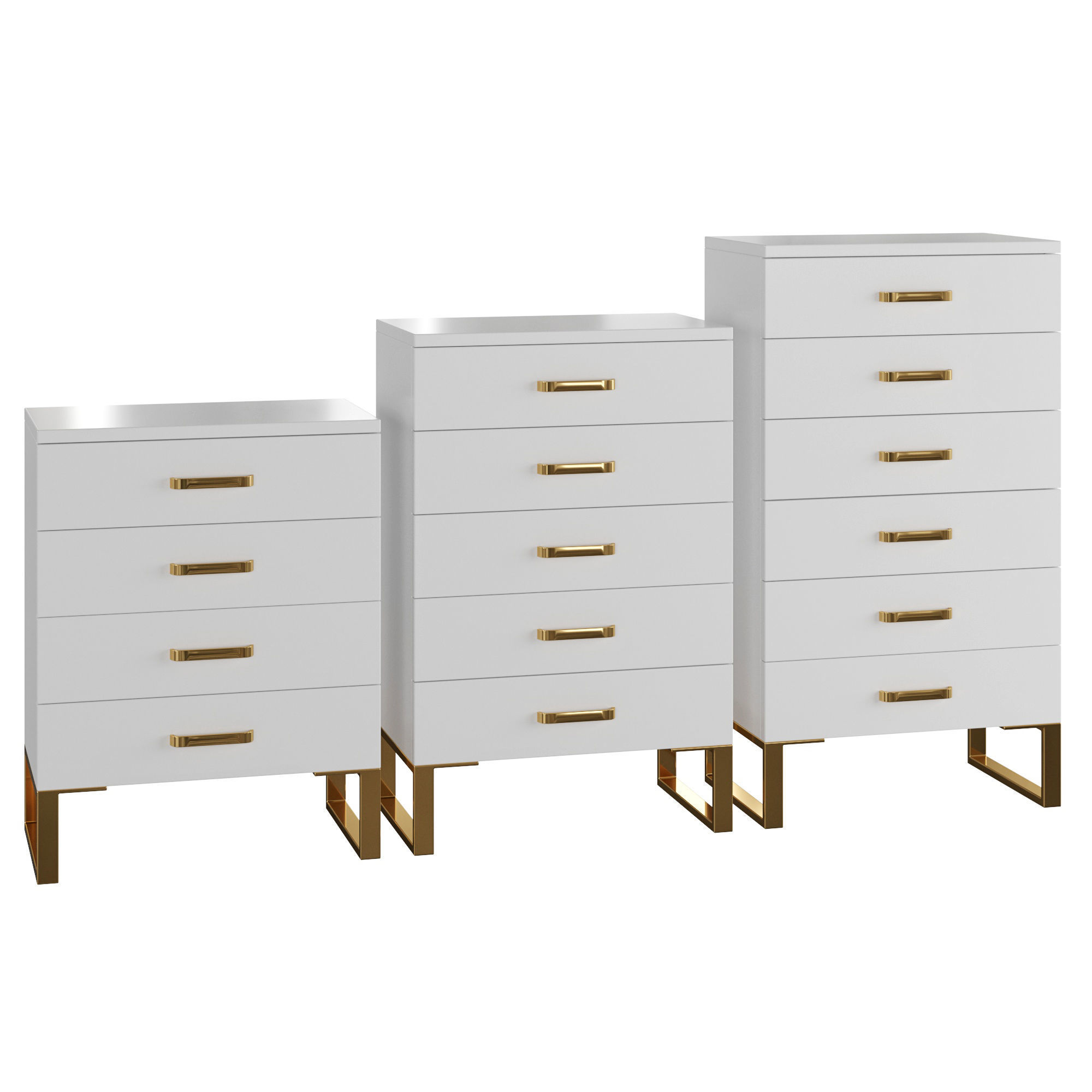 Homary Modern White Storage with Storage with Gold Legs 3D