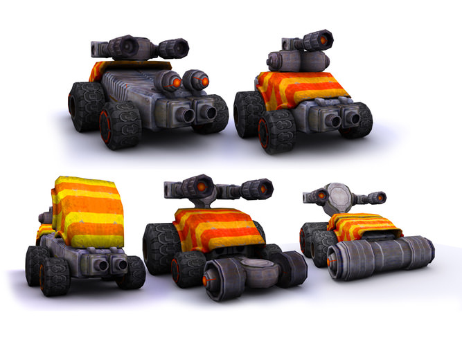 3D model Collection Cars with a Gun VR / AR / lowpoly MAX FBX