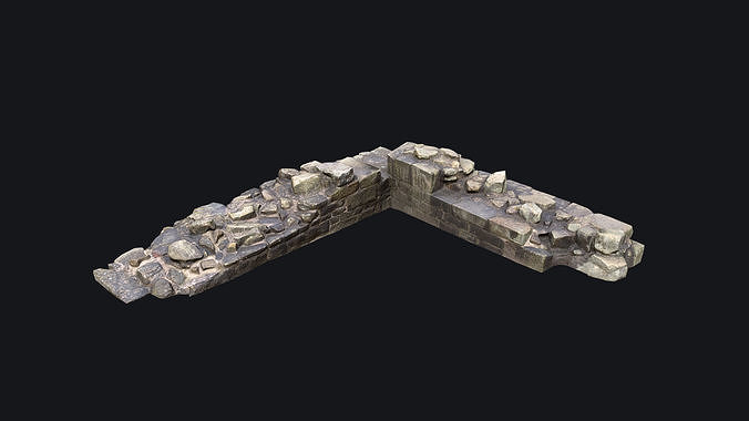 Game Ready Scanned Castle Ruins - Part of a Wall Low-poly 3D model