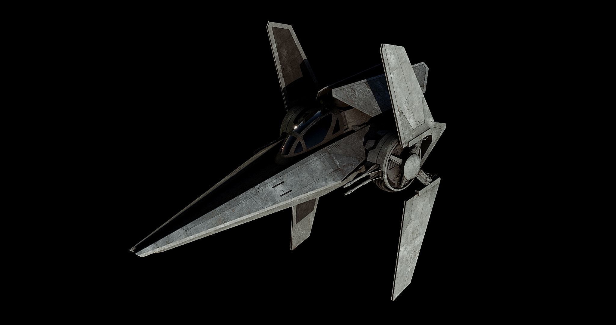 Vwing starfighter free 3D model rigged CGTrader