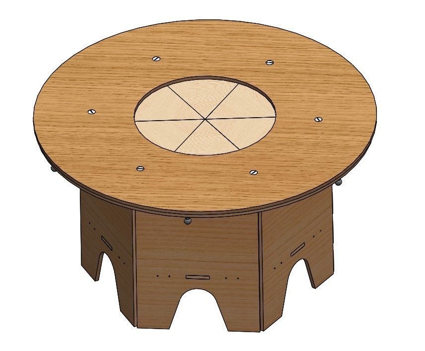 Wood Rotating Dining Table Design6 bladediameter1450mmV1 3D model 3D