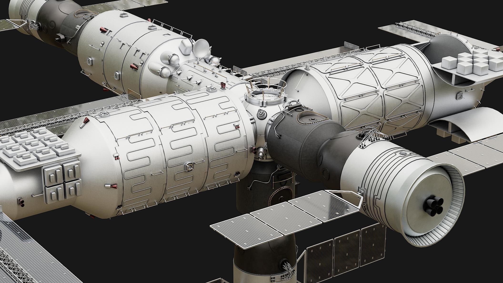 Tiangong Space Station 3D model CGTrader