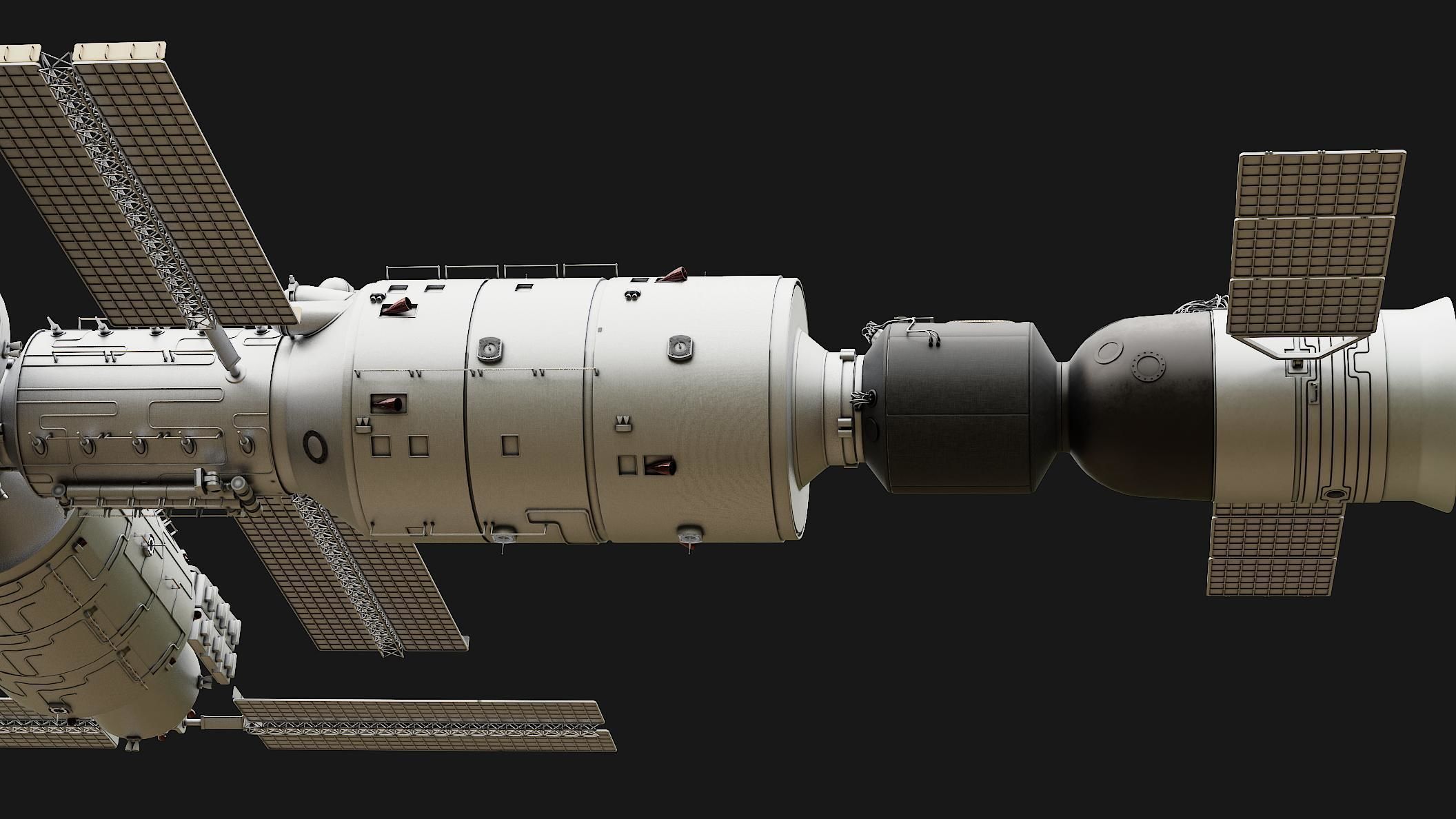 Tiangong Space Station 3D model CGTrader