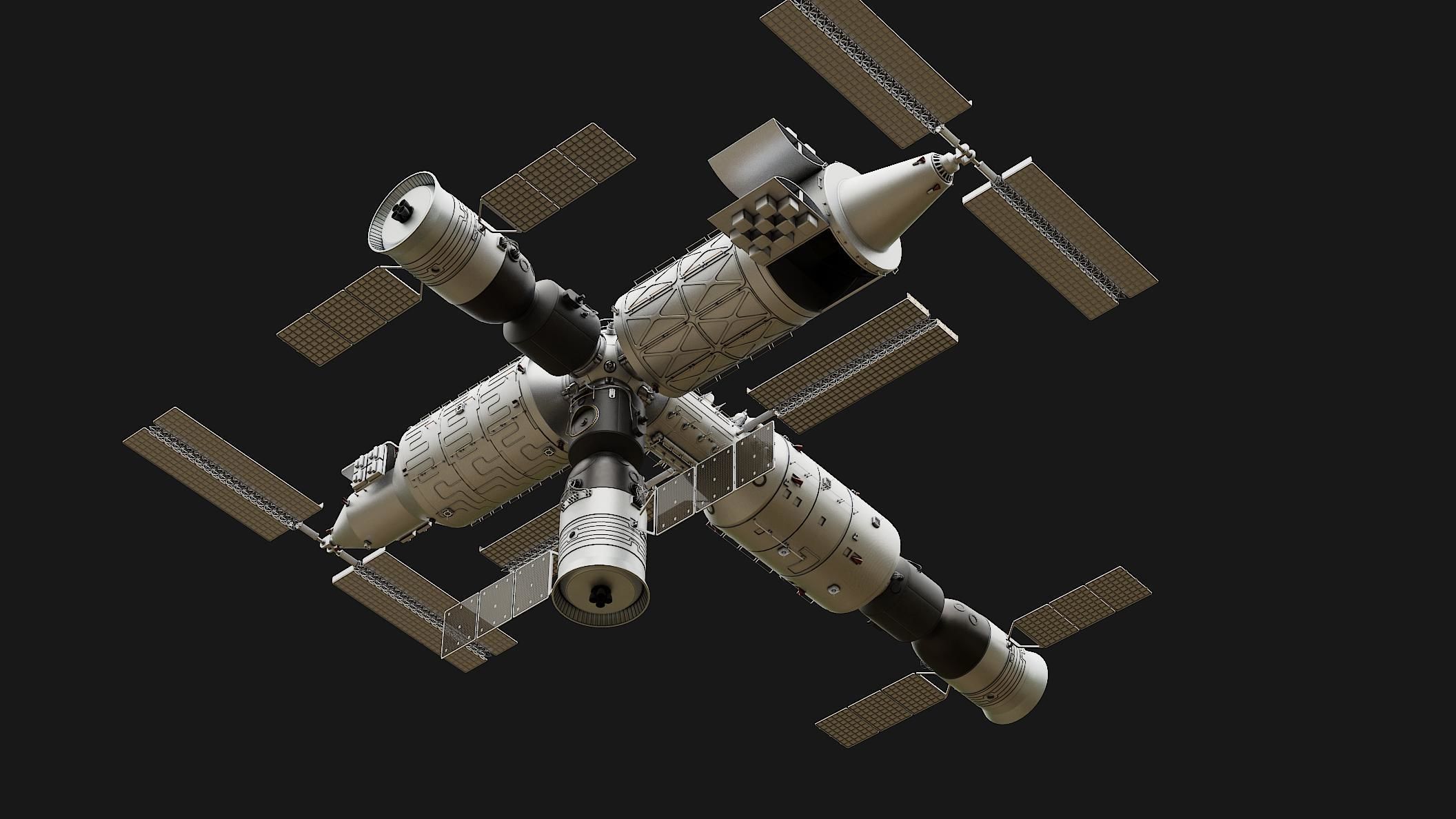 Tiangong Space Station 3D model CGTrader