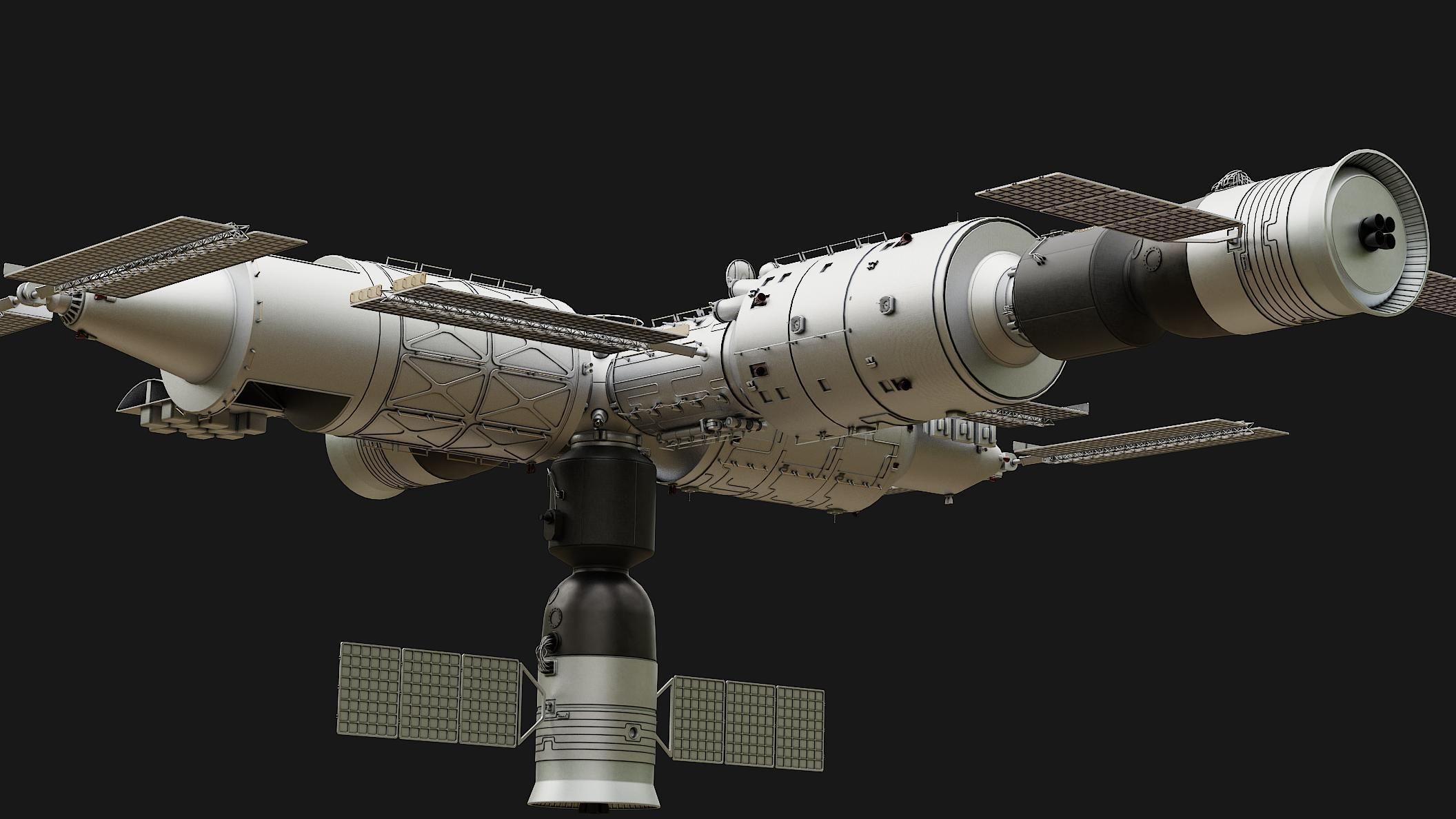 Tiangong Space Station 3D model CGTrader