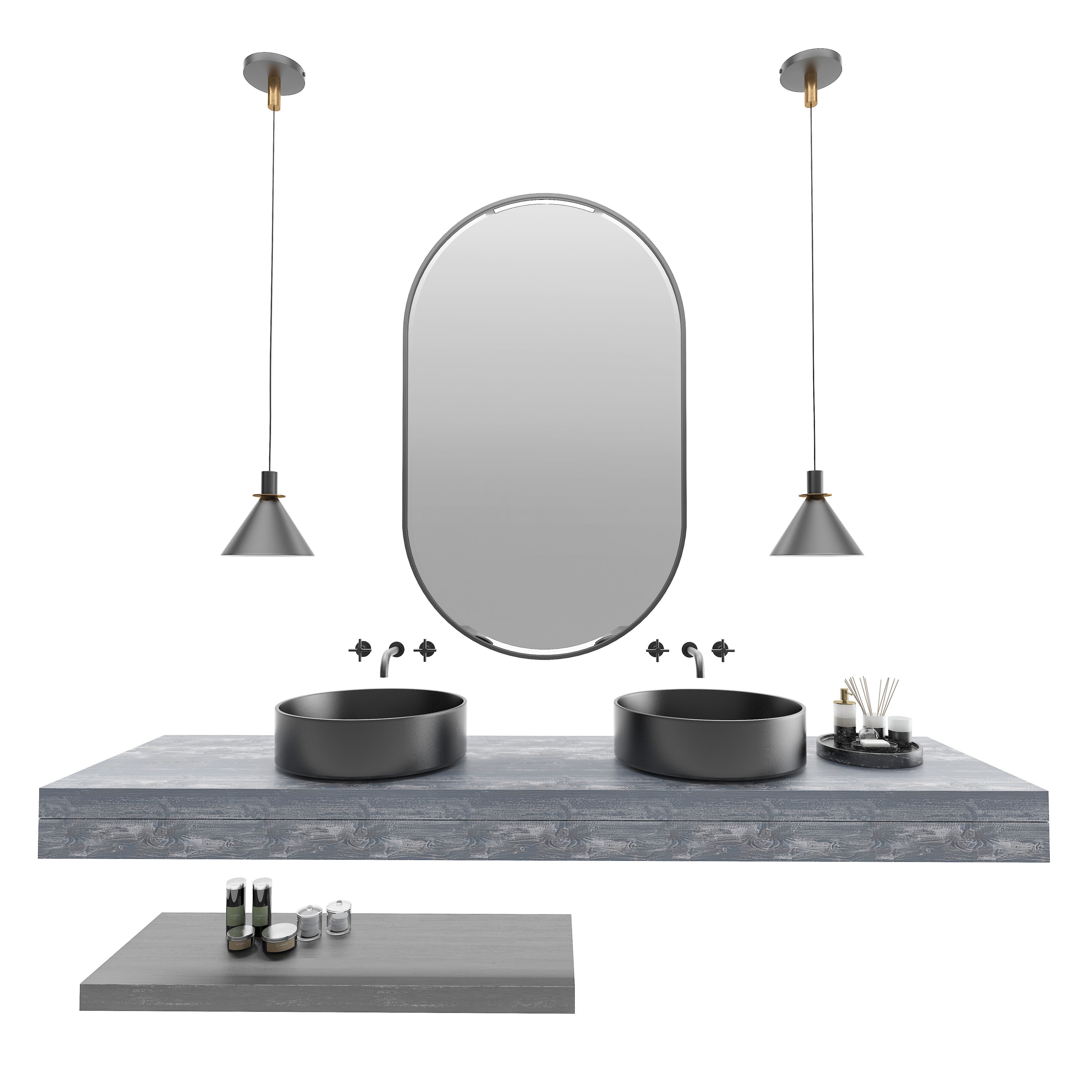 bathroom cabin set 3D model CGTrader