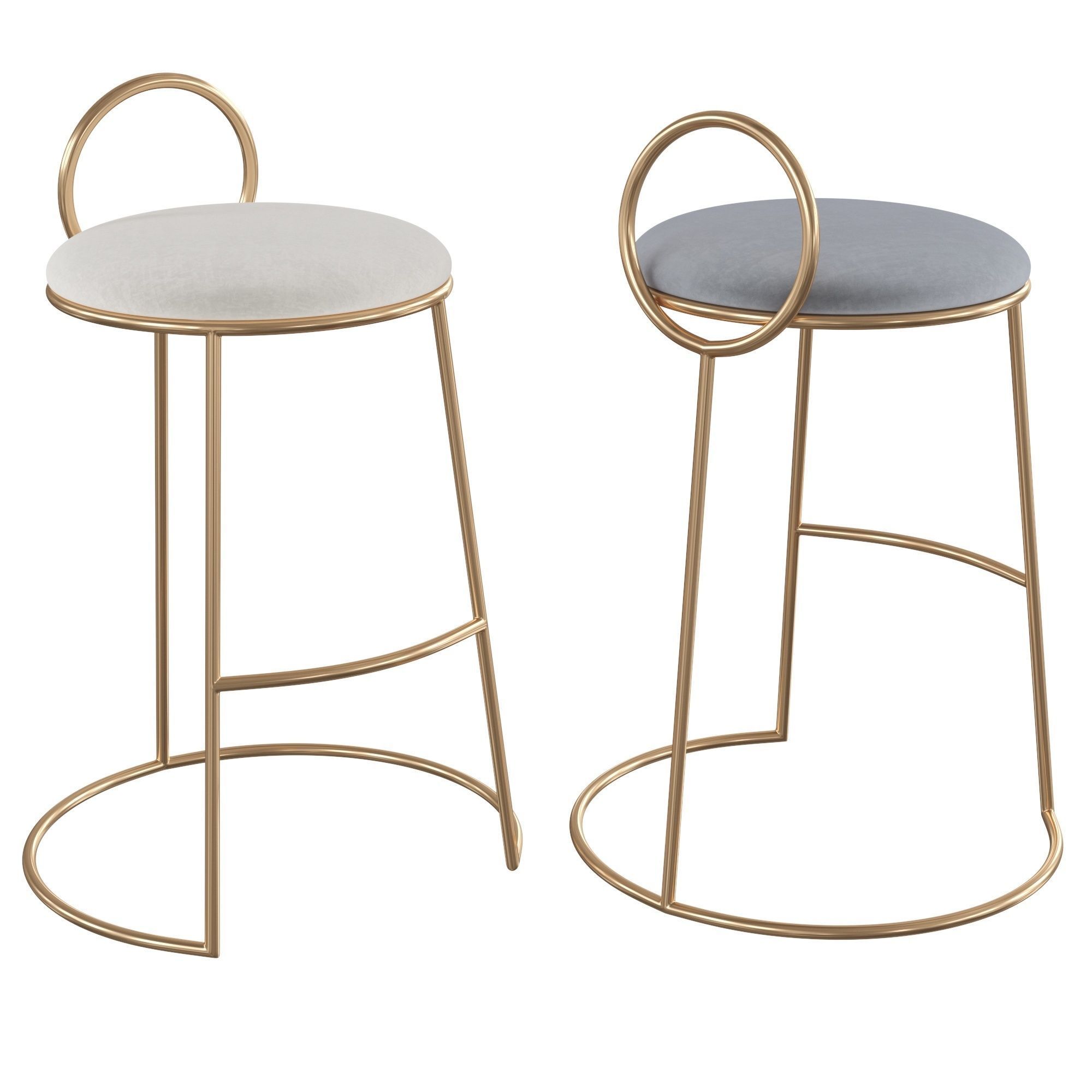 Modern Velvet Gold Kitchen Bar Stool 3D model CGTrader