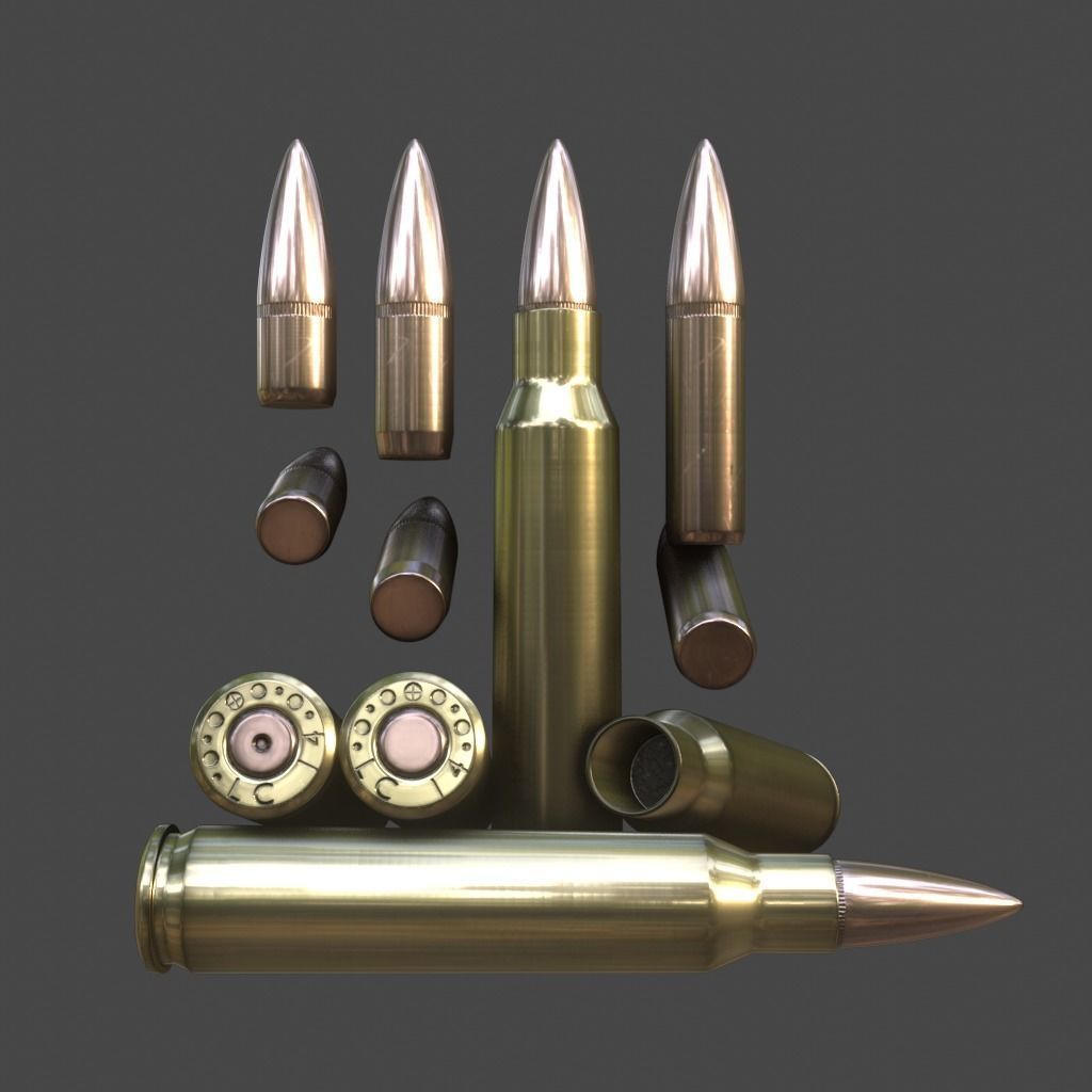 3D model 556x45mm NATO Cartridge VR / AR / low-poly | CGTrader