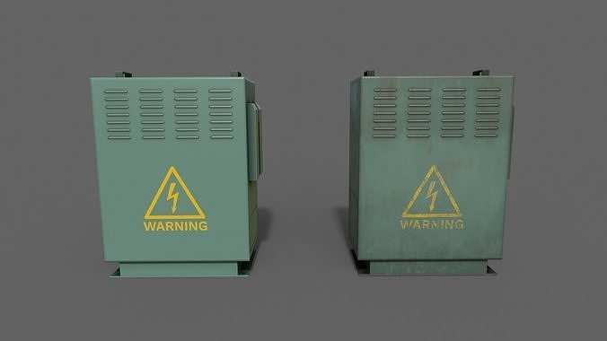 PBR Electric Box Green V3 Low-poly 3D model