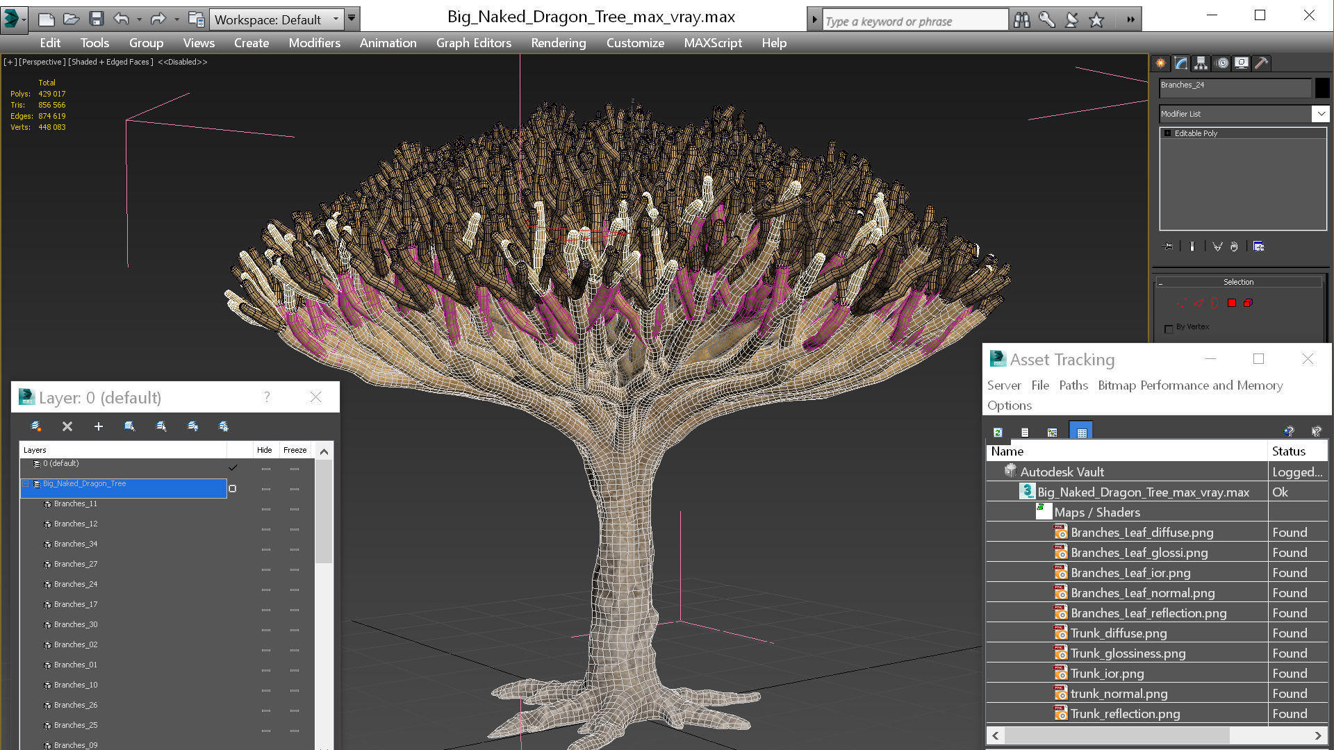 Big Naked Dragon Tree 3D model | CGTrader