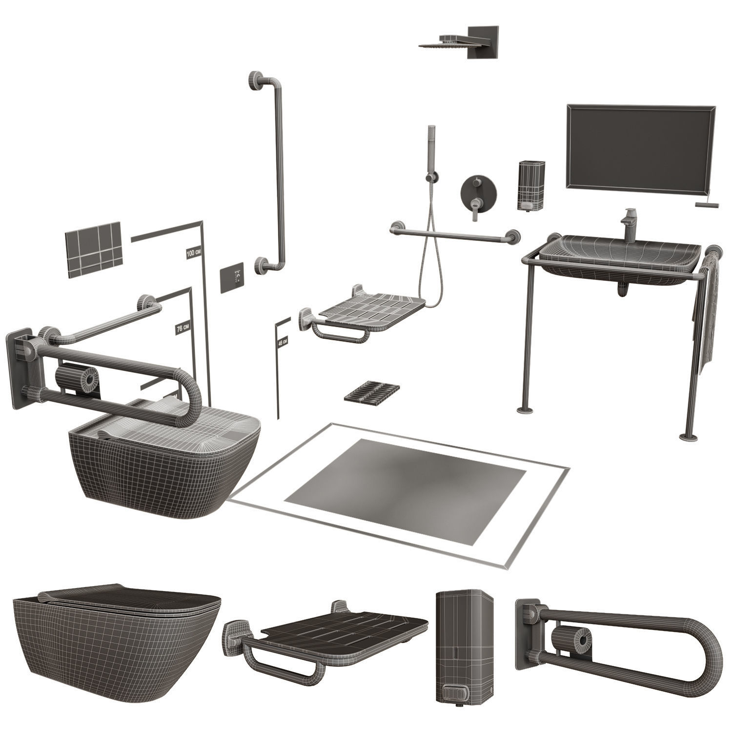Bathroom for the disabled 3D model | CGTrader
