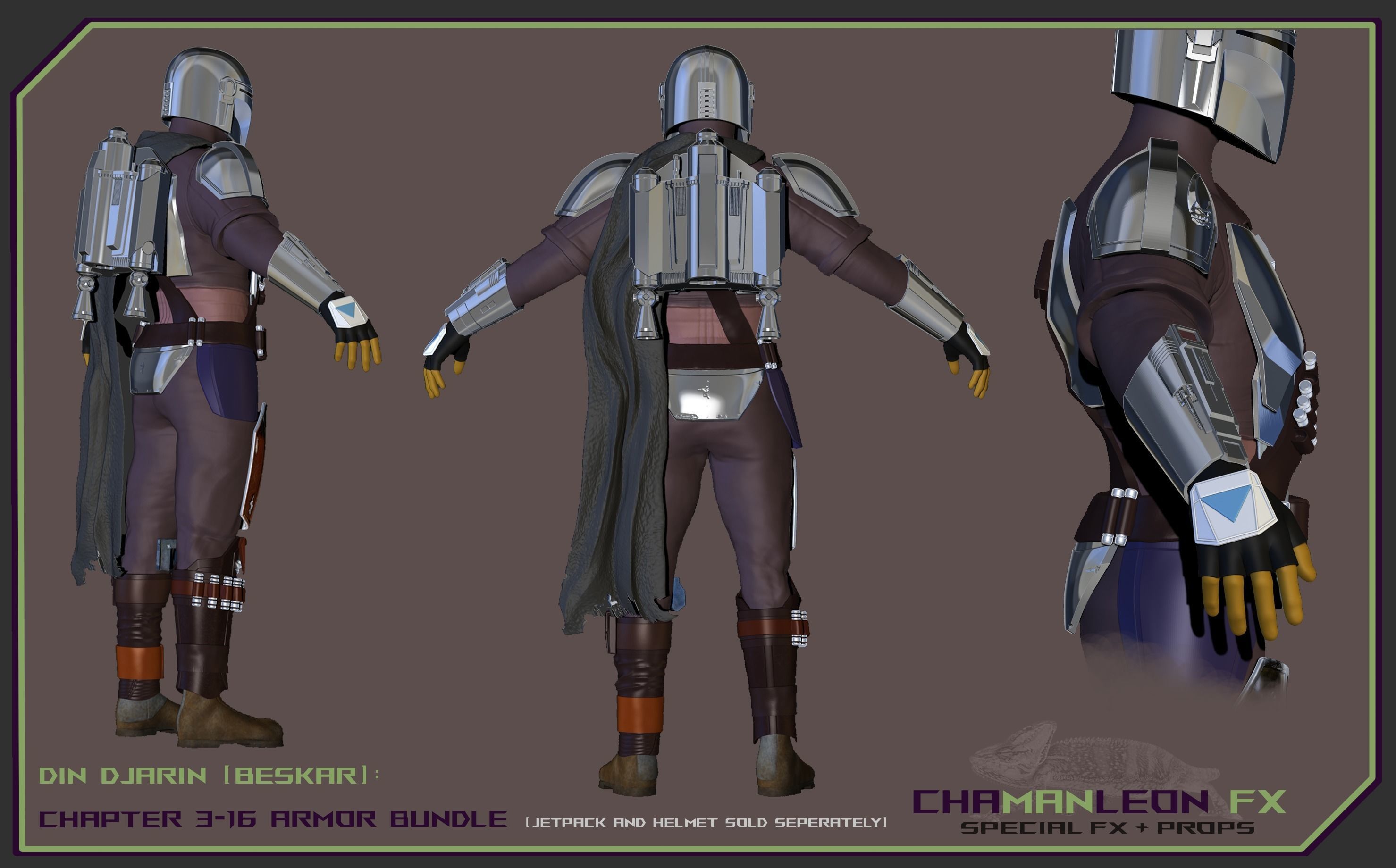 Din Djarin Mandalorian Beskar Armor Bundle Cosplay 3D model 3D