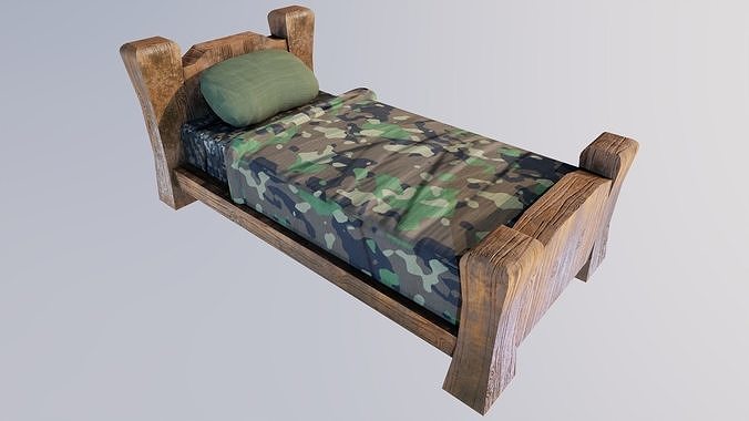 3D Model Army Bed VR AR Low poly CGTrader