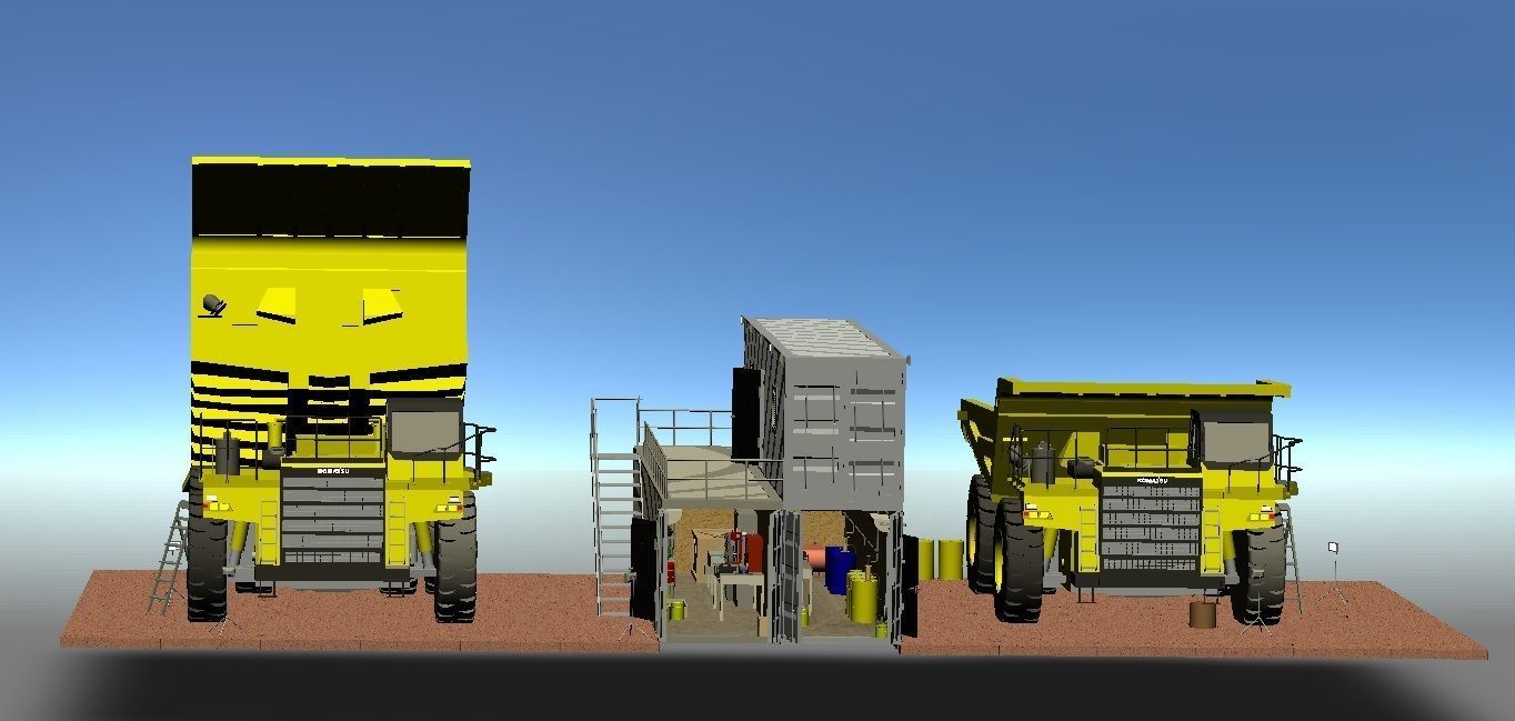 Dump truck service point 3D model CGTrader