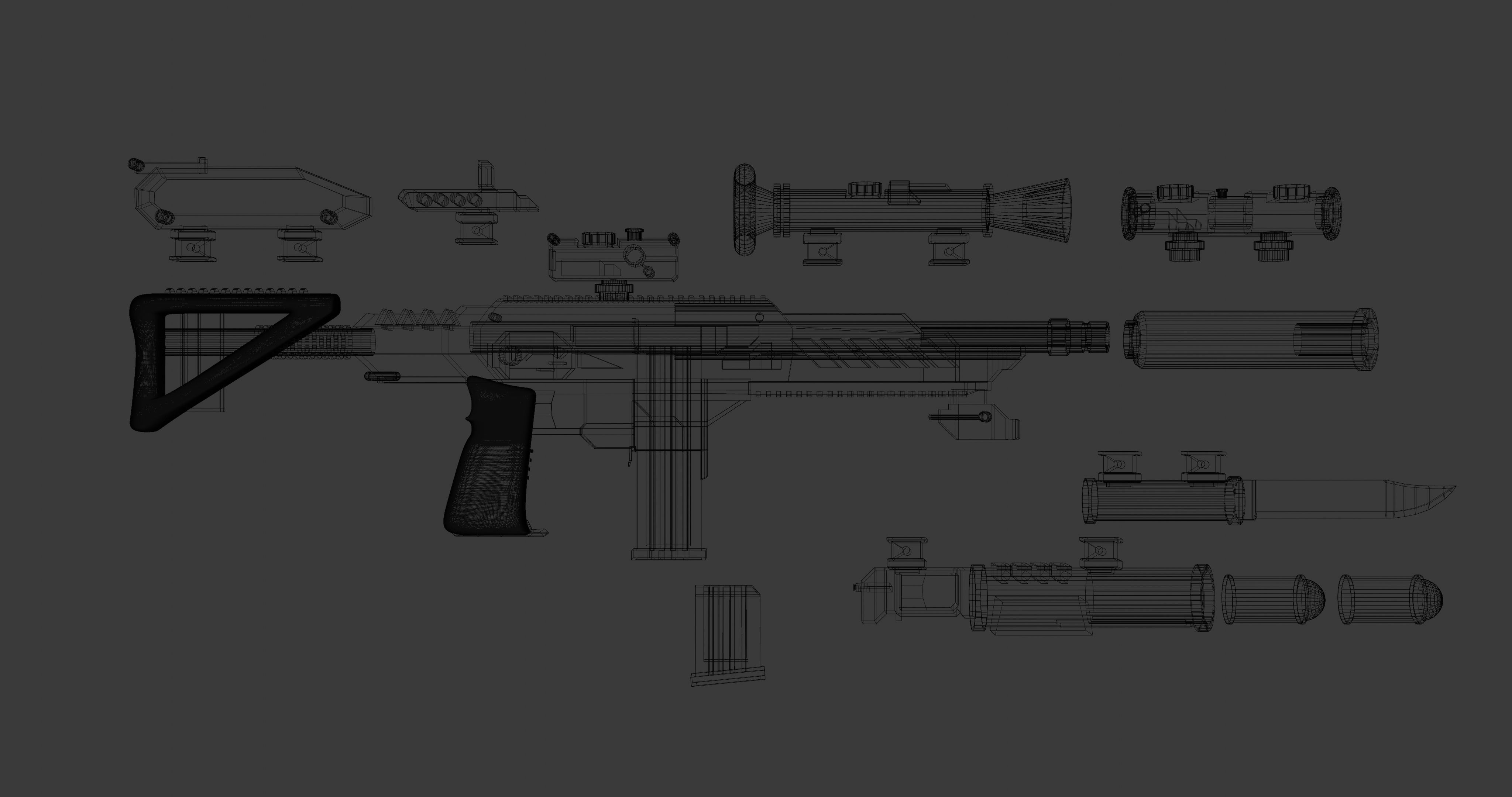 Borderlands style modular assault rifle 3D model | CGTrader