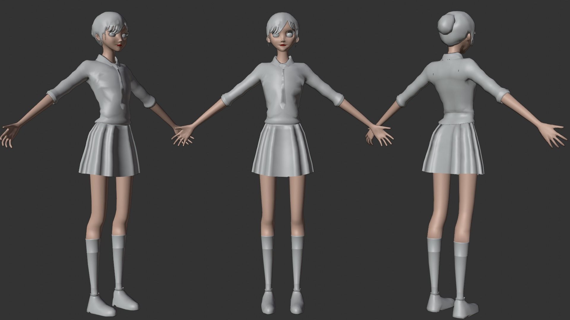 school anime Girl basic 3D model | CGTrader