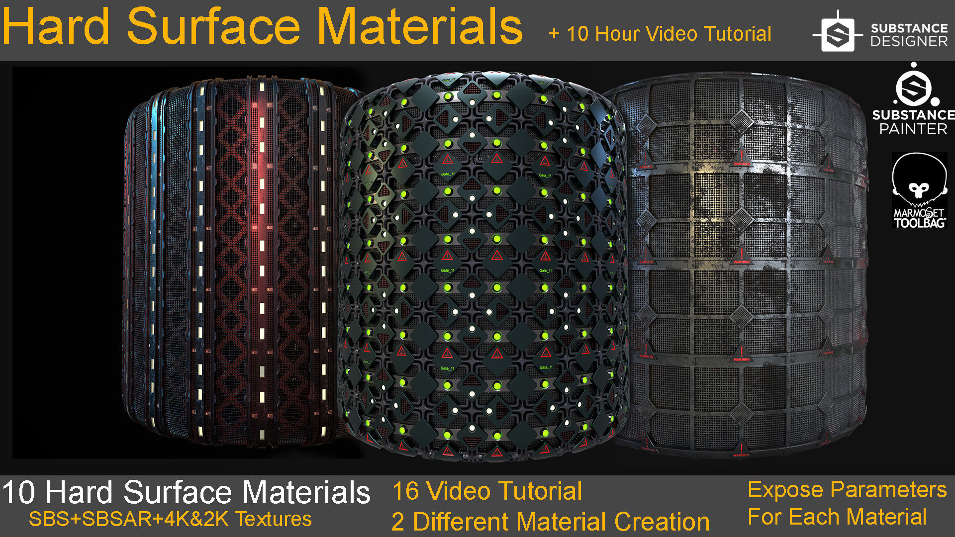 Texture 10 Hard Surface Material 10 Hours Video Tutorial VR / AR / low