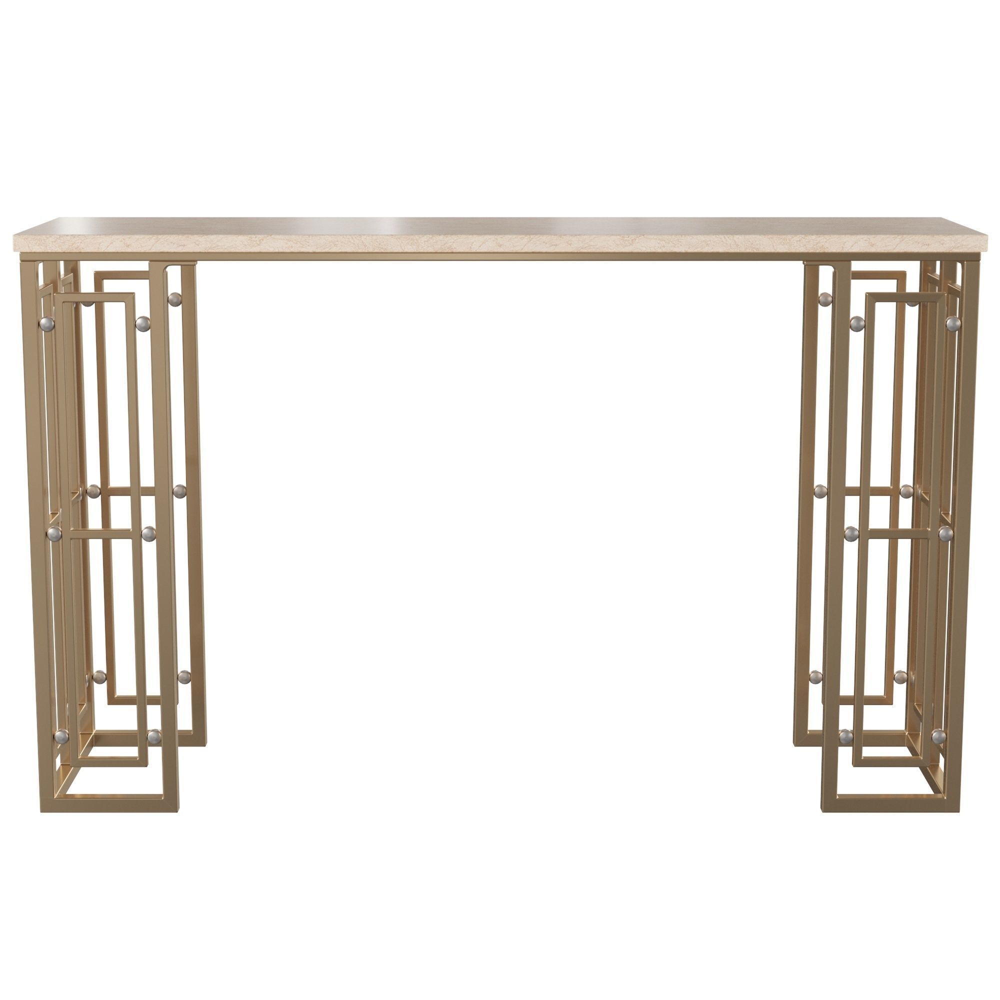 Modern Rectangular Console Table with Marble Top Metal Frame 3D model