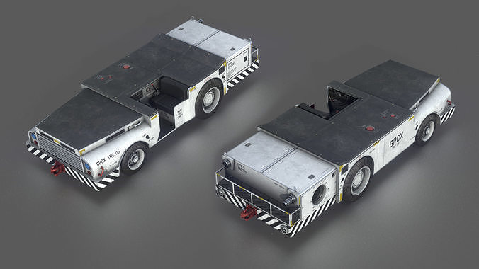 3D Model US ARMY Fight Deck Carrier Tractor White VR AR Low poly 