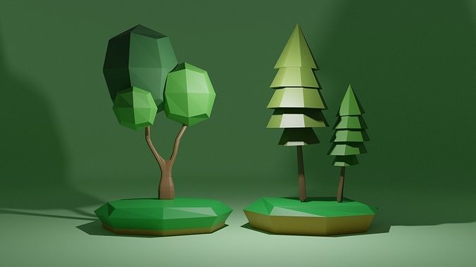 Low Poly Trees for VR AR Game projects free VR / AR / low-poly 3D model ...
