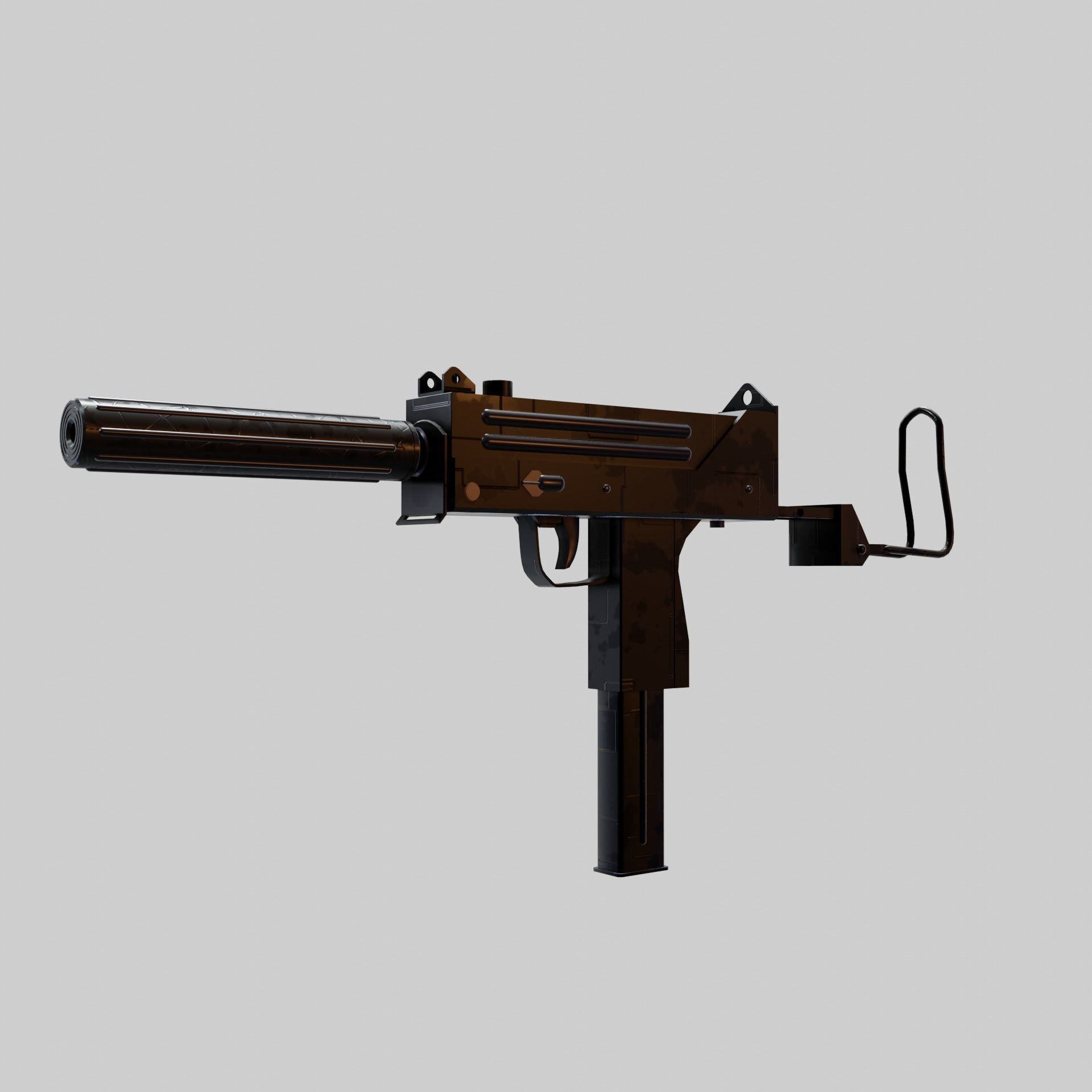 Low poly mac10 model gun free VR / AR / lowpoly 3D model animated