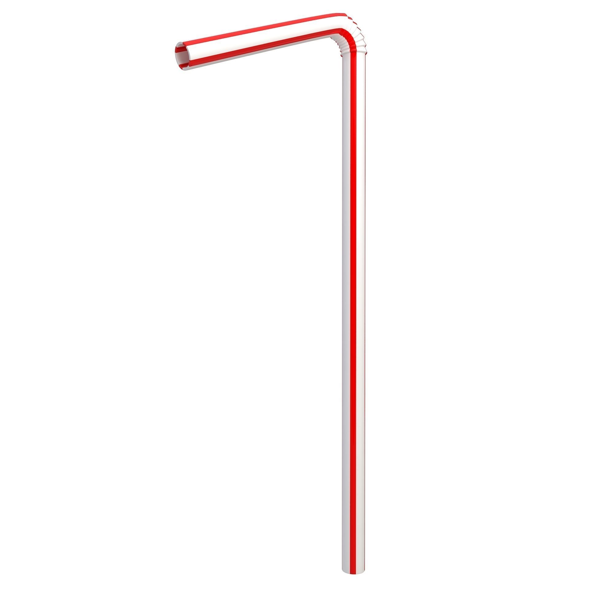 Bendy Plastic Drinking Straw Striped 3D model CGTrader