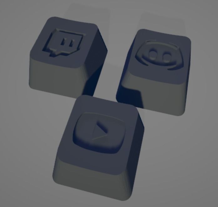 Keycap logo Discord Youtube and Twitch free 3D model 3D printable