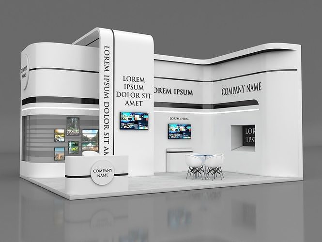 Booth Exhibition Stand Stall 8x6m Height 500 Cm 2 Side Open 3d Model Cgtrader