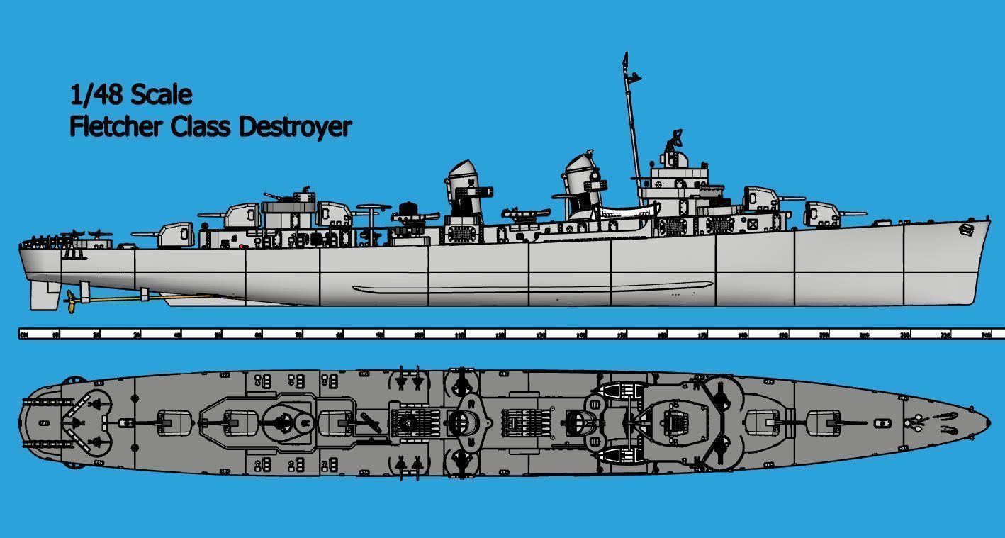 1 48 Fletcher Class Destroyer RC Model 3D model 3D printable CGTrader