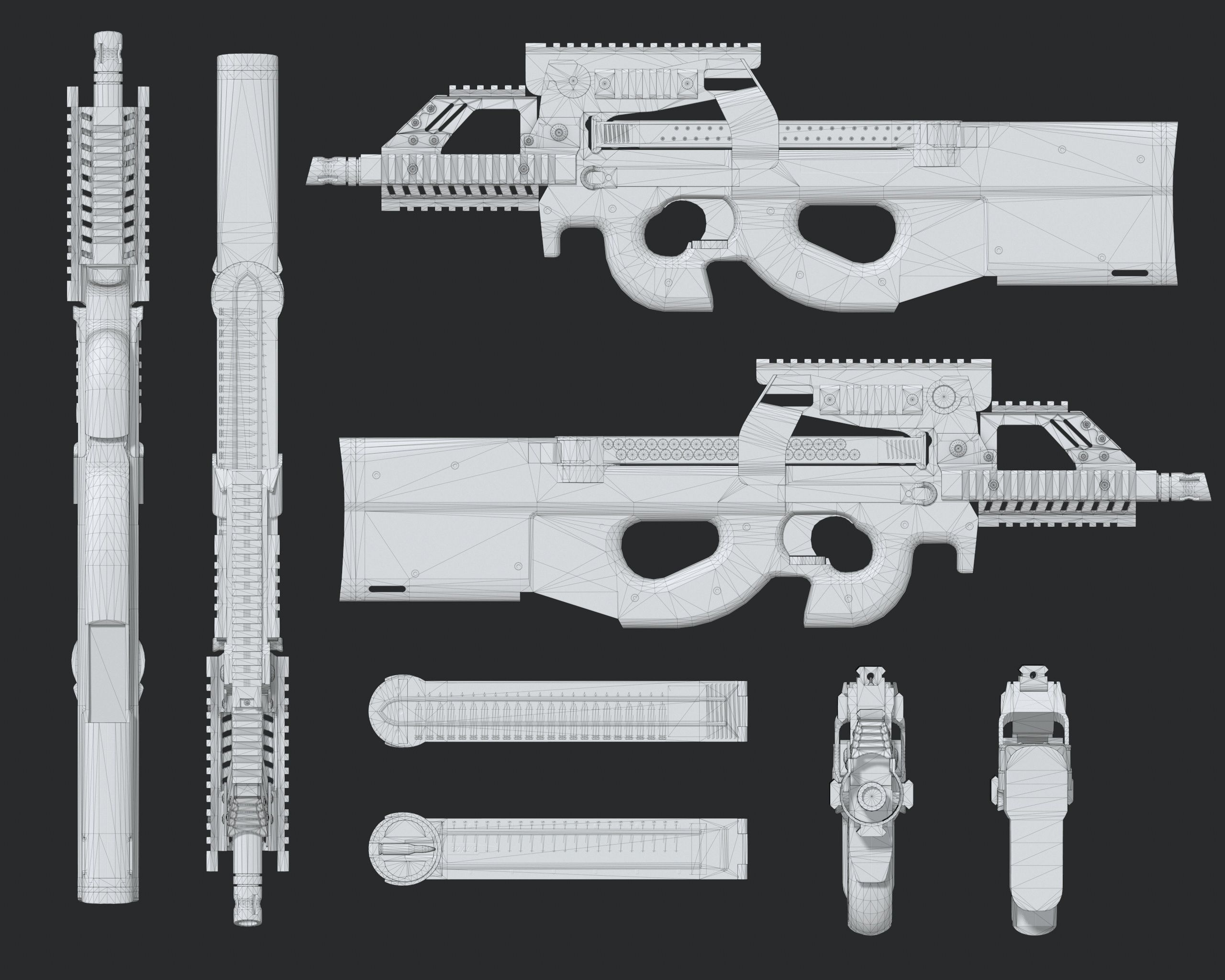 3D model P90 Sub Machine Gun VR / AR / low-poly | CGTrader