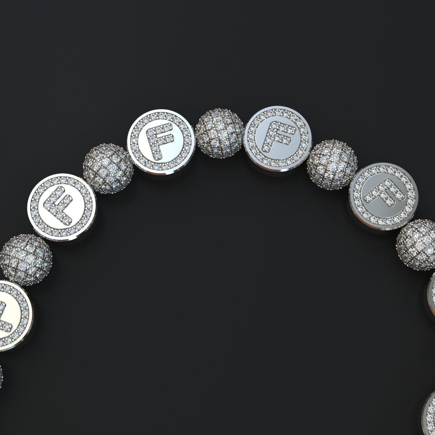 Bracelet letter F 3D model 3D printable | CGTrader