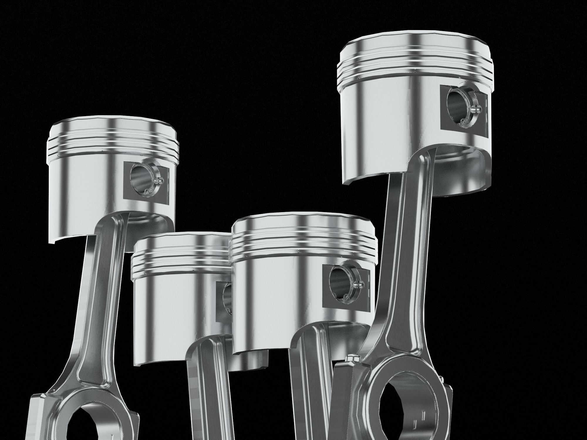 3D model 4 cylinder inline engine pistons camshaft VR / AR / lowpoly CGTrader