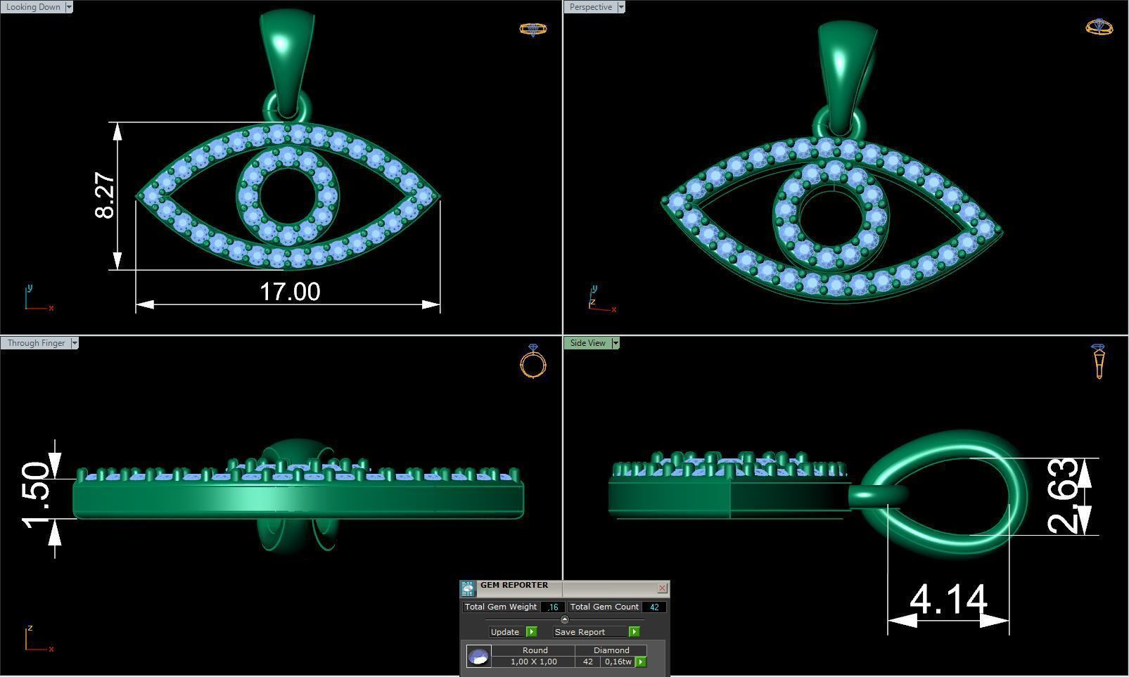 Jewelry Pendant Eye Printable model in 2 sizes 3D model 3D printable ...