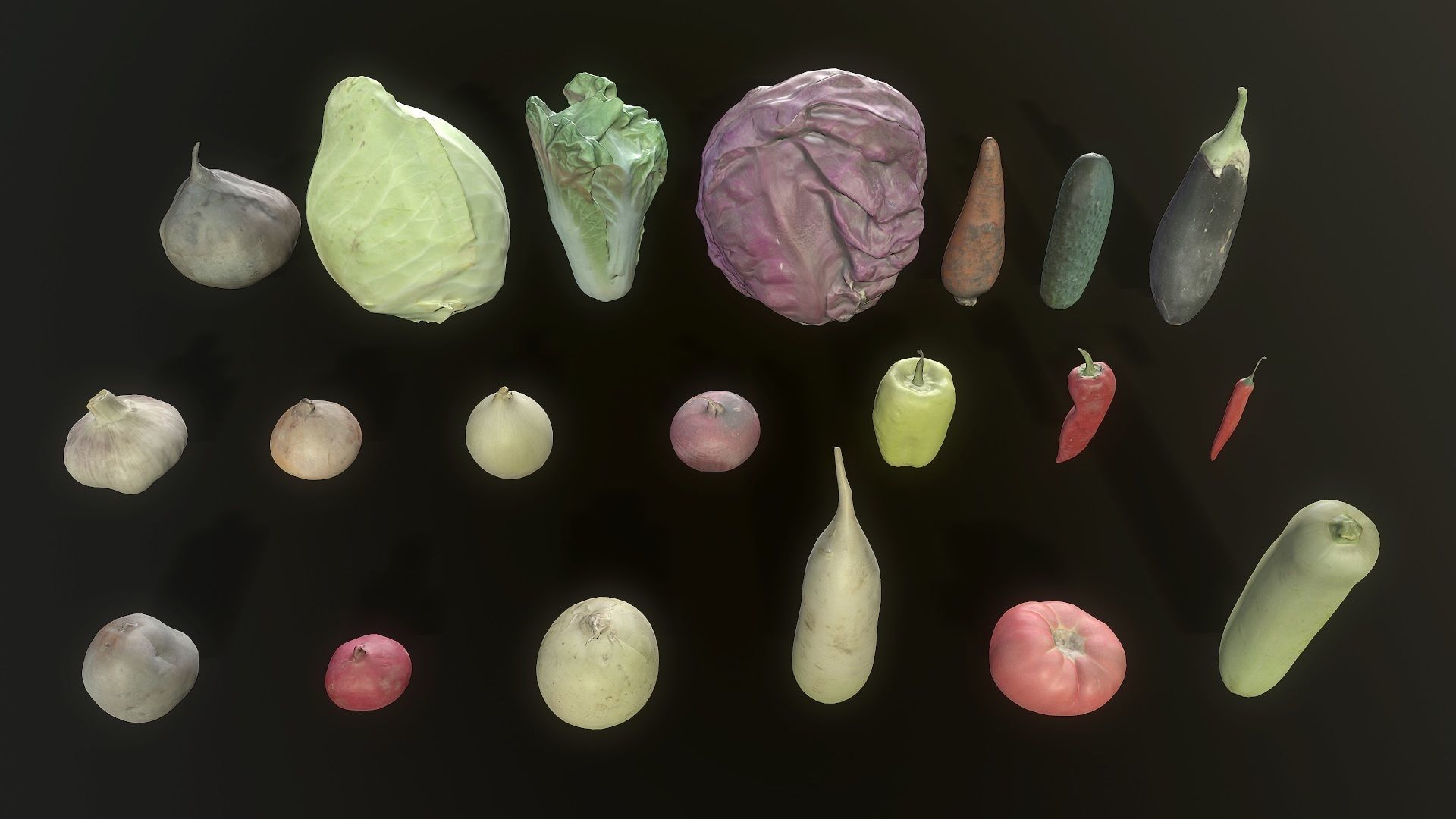 3D model Scan Vegetables Pack Props VR / AR / lowpoly CGTrader
