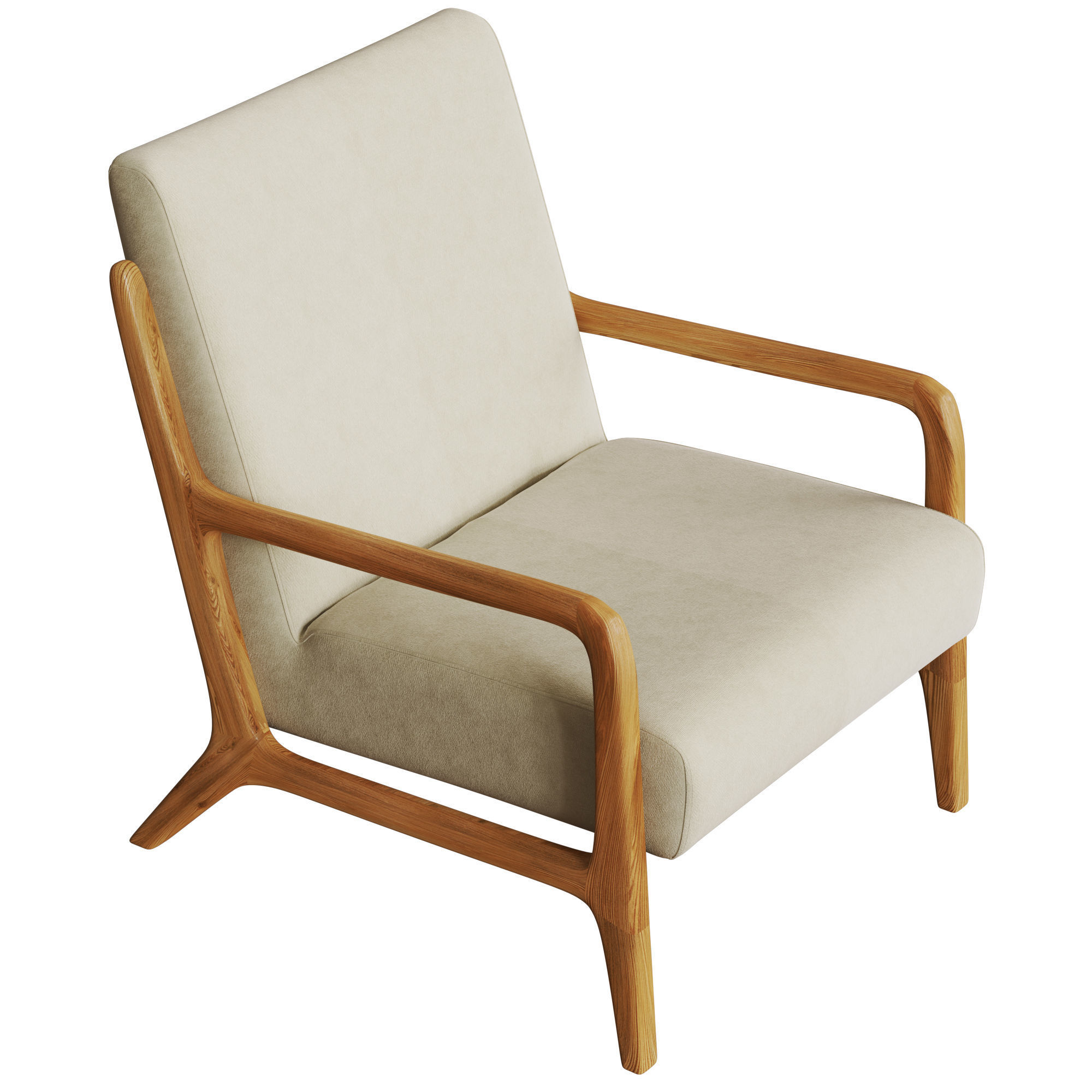 Zara Home Ash Wood and Linen Armchair 3D model CGTrader