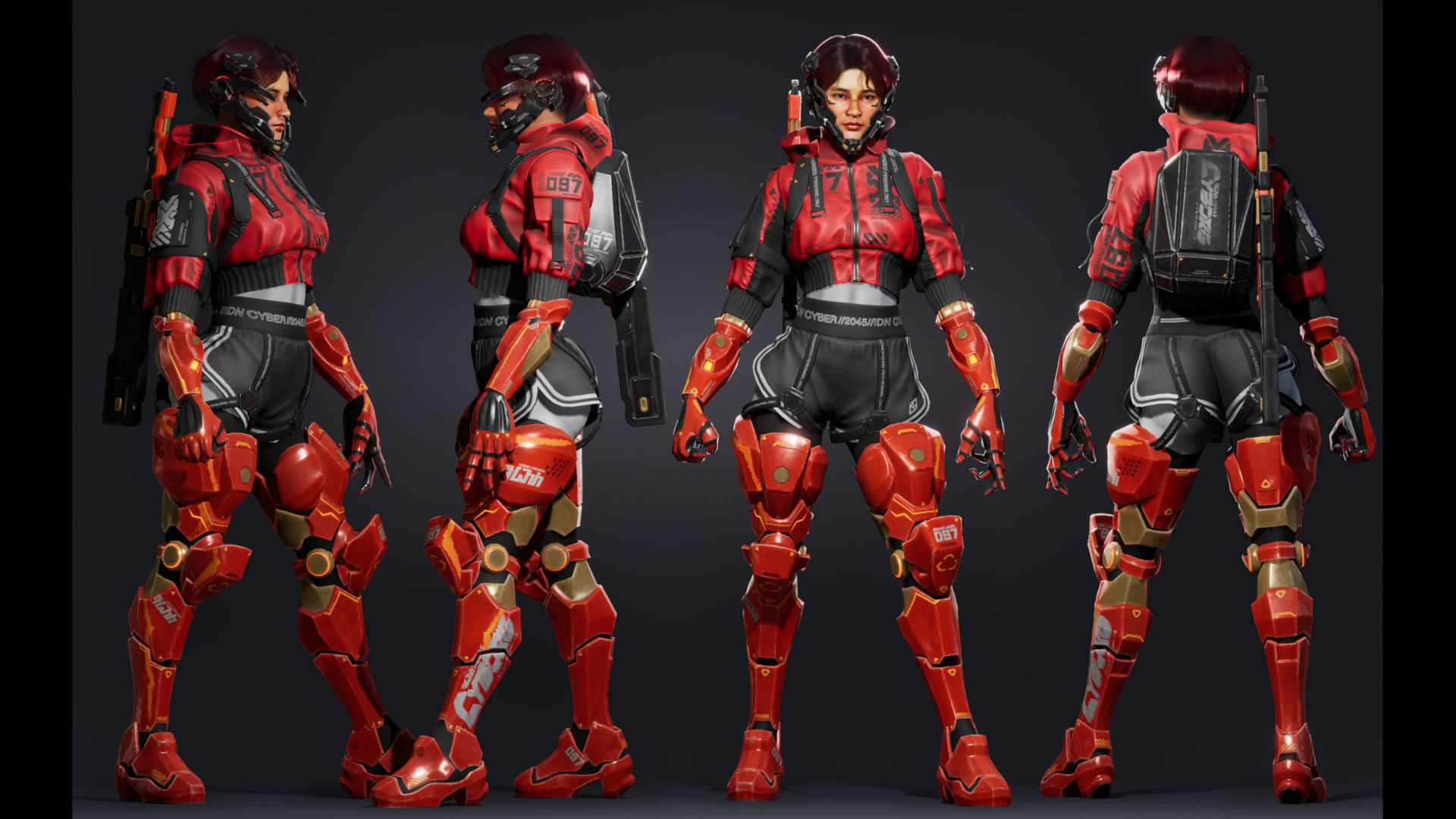 3D model Cyberpunk Street Girl Character VR / AR / low-poly rigged ...