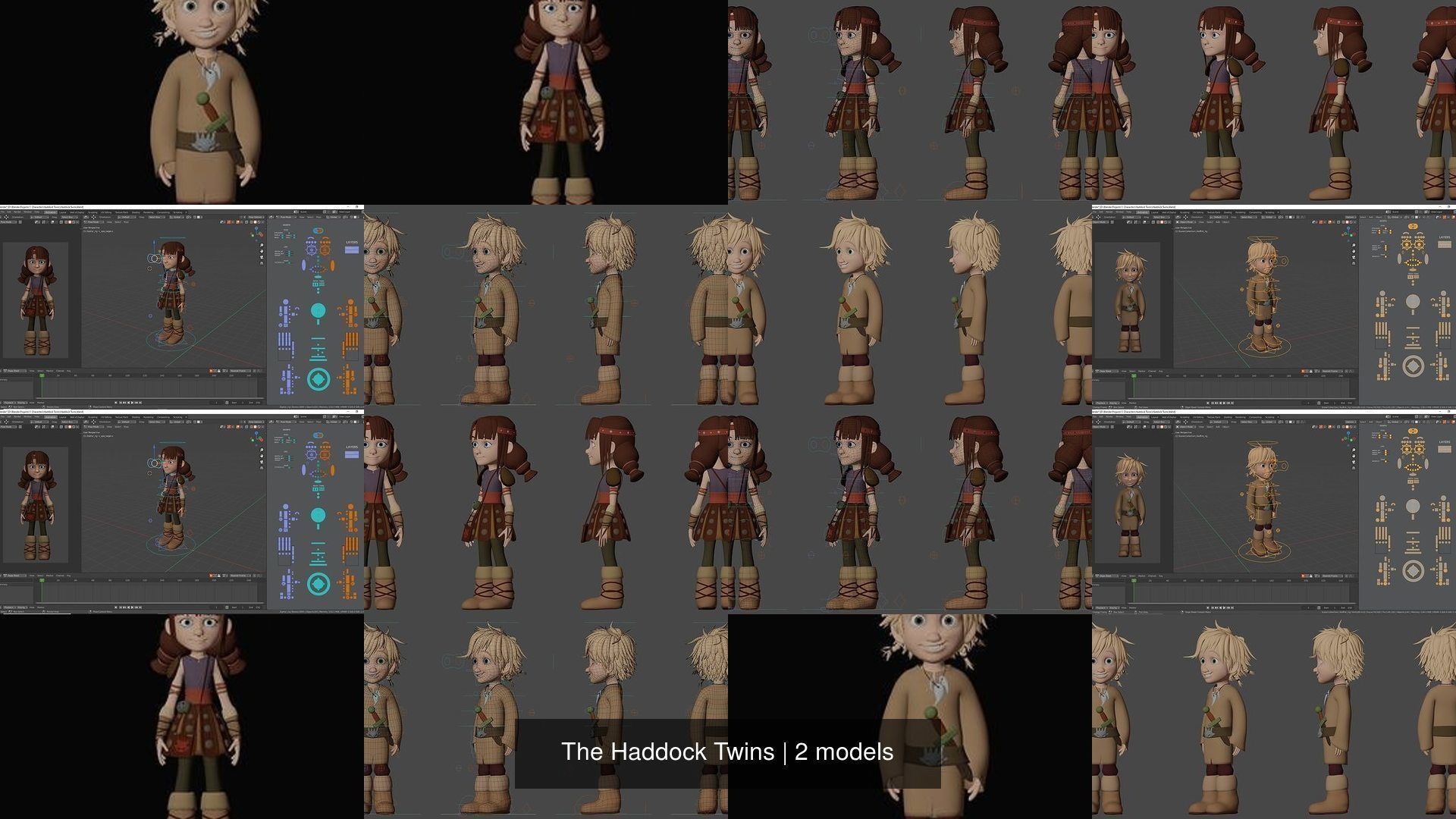 3D Model Collection The Haddock Twins VR / AR / lowpoly CGTrader