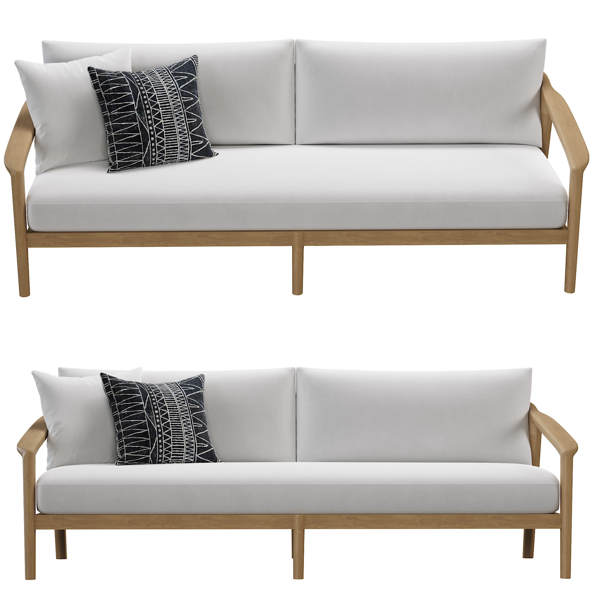 RH Malta teak sofa 3D model CGTrader