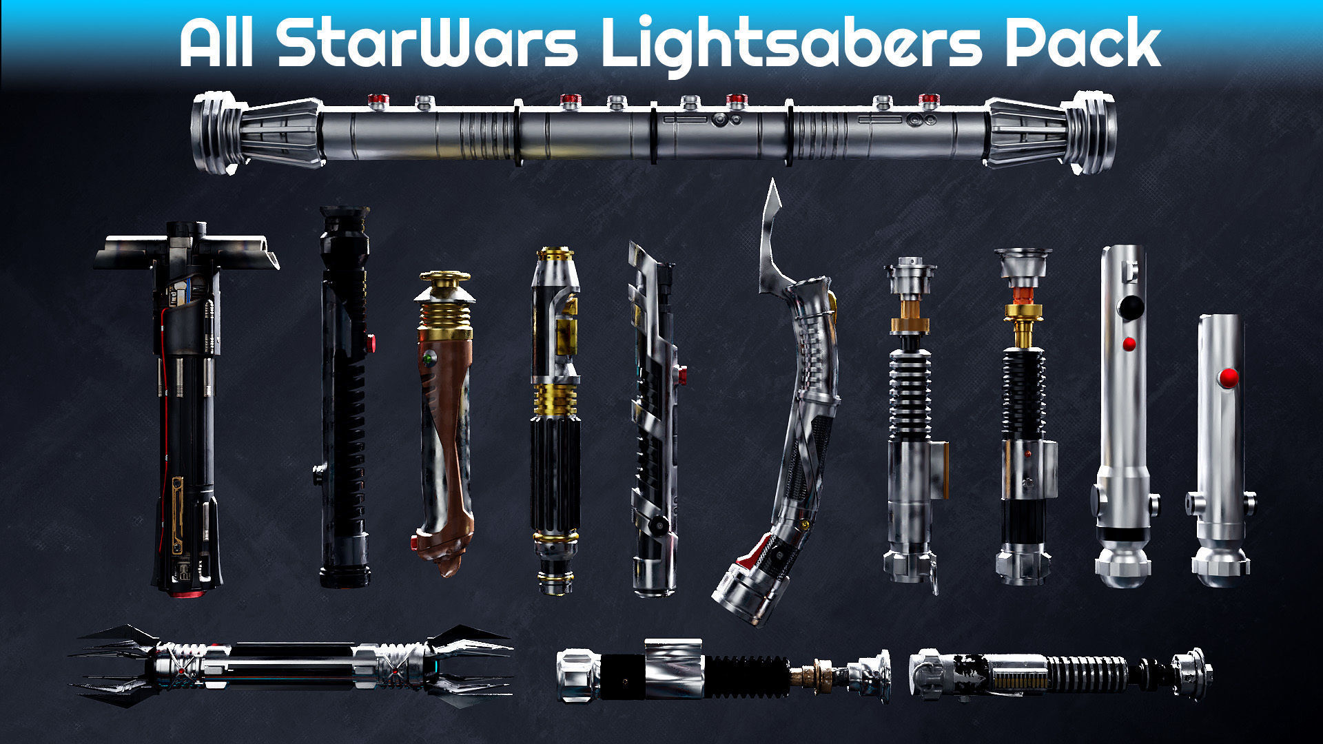 3D model All StarWars Lightsabers Pack VR / AR / lowpoly CGTrader