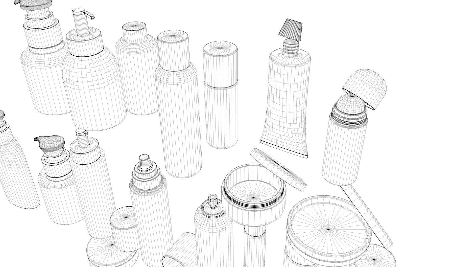 Cosmetic containers 3D model CGTrader