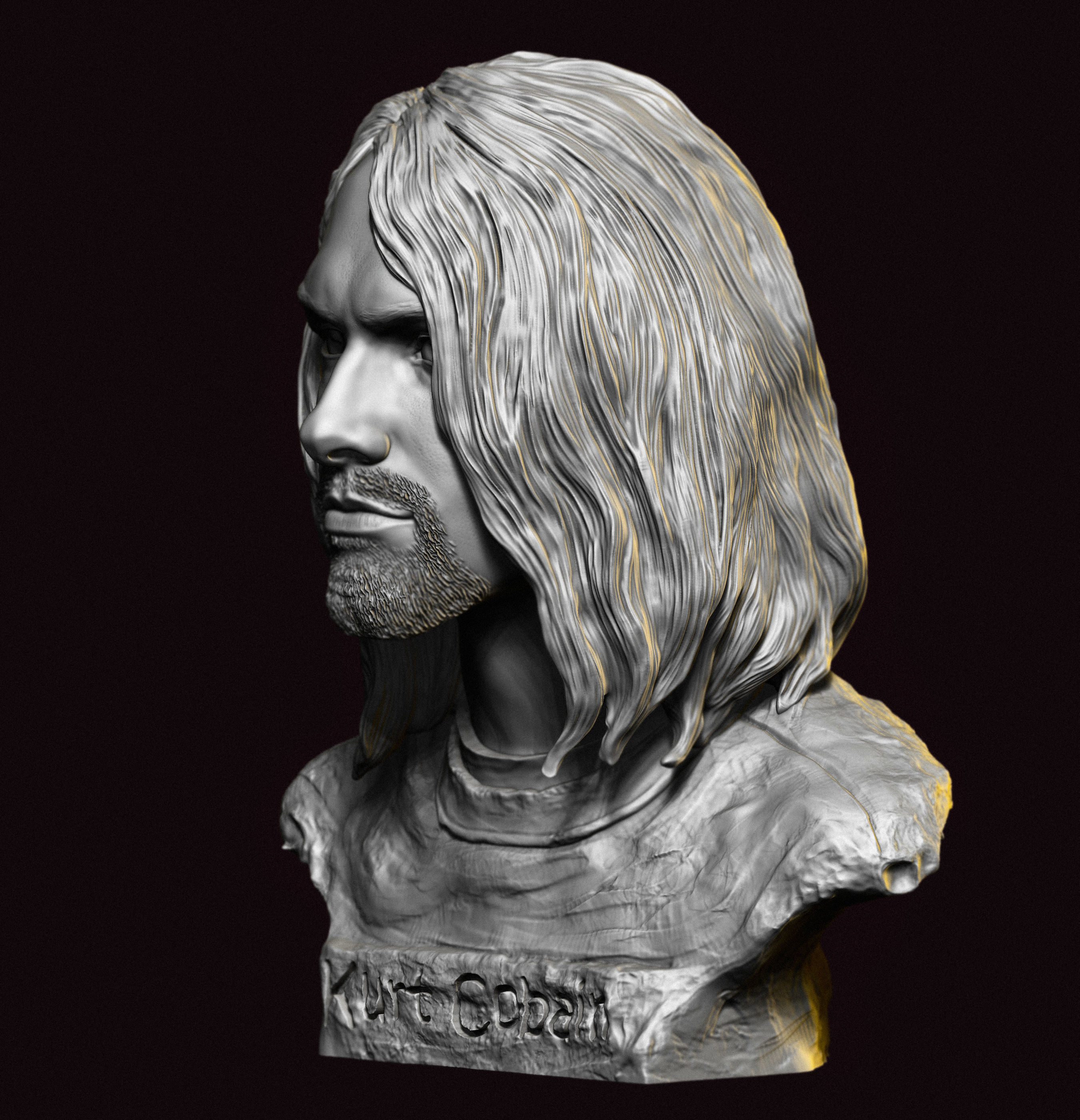 Kurt Cobain portrait 3D model 3D printable | CGTrader