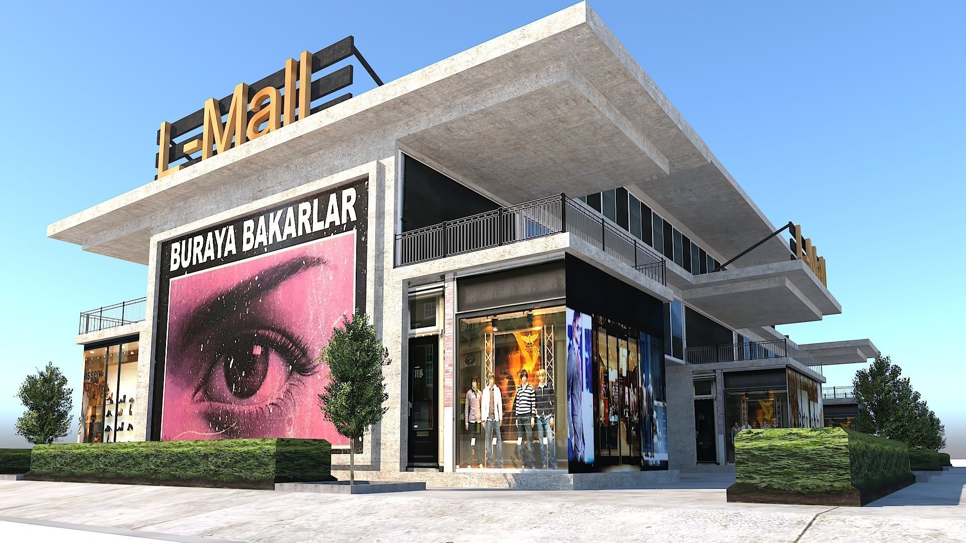 Simple Mall 3D model Simple and Effective Mall Shopping Store Building VR / AR ...