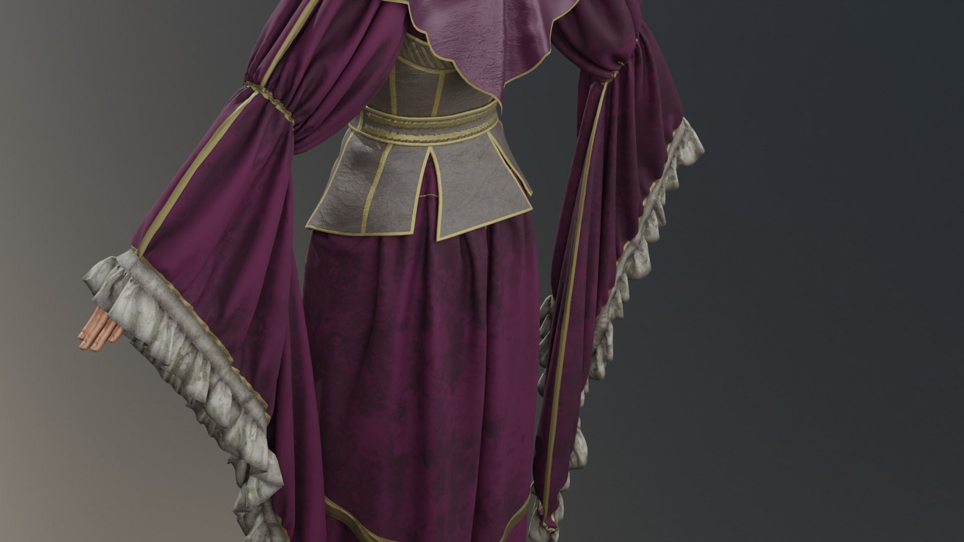 Long sleeved wizard robe 3D model | CGTrader