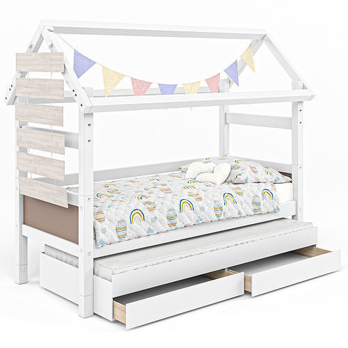 Nordic Playhouse Bed 2 Kids Bed 3D model CGTrader